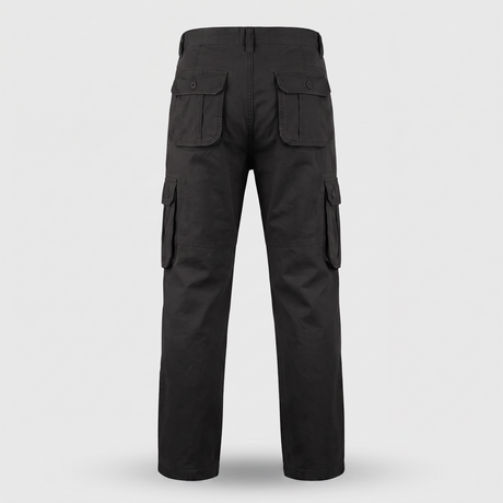 Battalion Cotton Cargo Trousers in Black – back