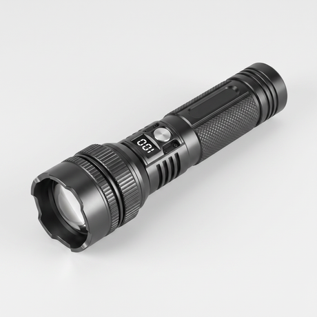 Battalion USB-C Rechargeable Zoom LED Torch in Black – front