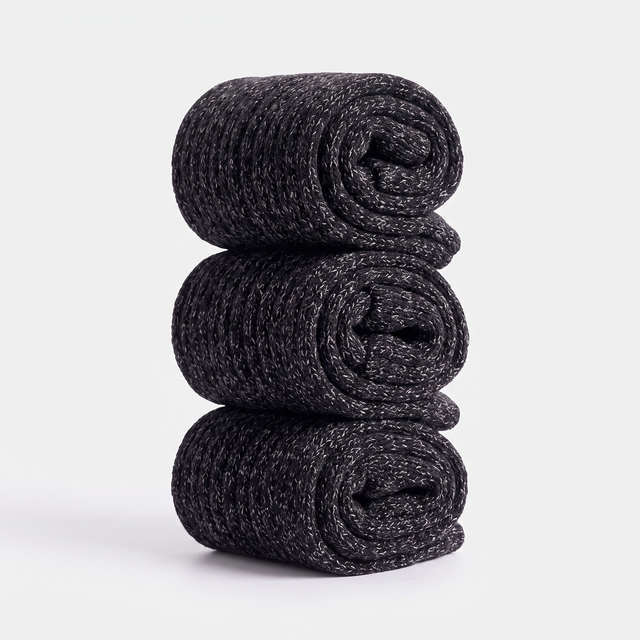 Battalion Thick Boot Socks 3-Pack in Black – front