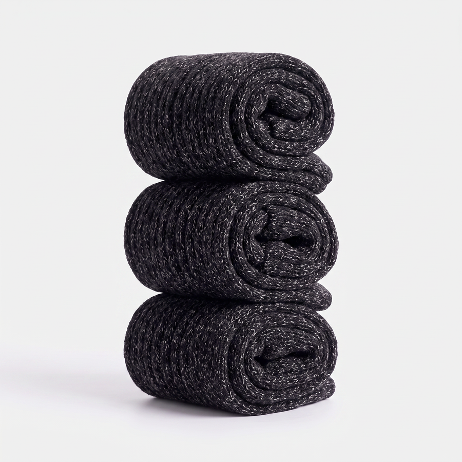 Battalion Thick Boot Socks 3-Pack in Black – front