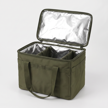 Battalion 30L Insulated Camping Storage Bag in Olive Green – open