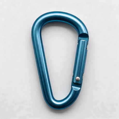 Blue anodised aluminium D-shape accessory clip and guyline tensioner
