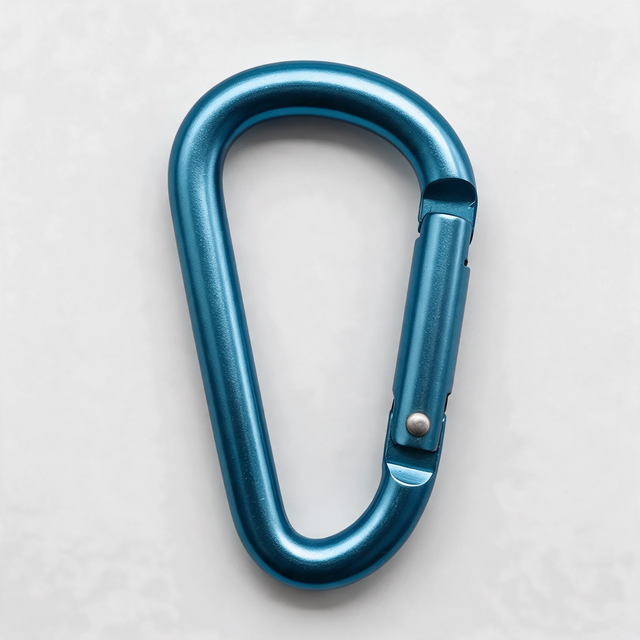 Blue anodised aluminium D-shape accessory clip and guyline tensioner