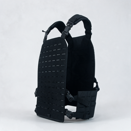 Battalion Laser-Cut Tactical MOLLE Vest in Black, side view
