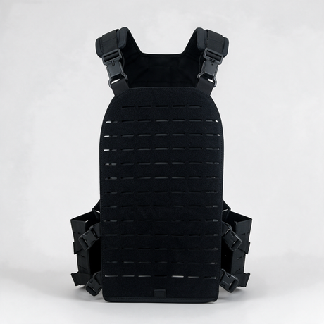 Battalion Laser-Cut Tactical MOLLE Vest in Black, front view