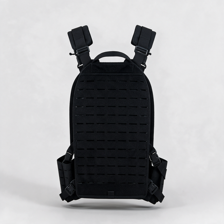Battalion Laser-Cut Tactical MOLLE Vest in Black, back view