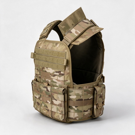 Battalion Elite Tactical MOLLE Vest in Multicam, side view