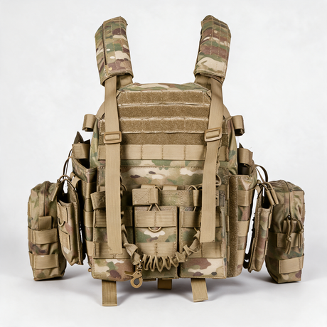Battalion Quick-Release Tactical MOLLE Vest in Multicam, back view