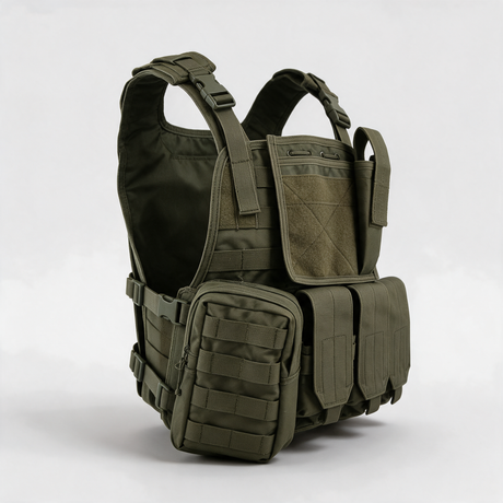 Battalion Recon Tactical MOLLE Vest in Olive Green, side view