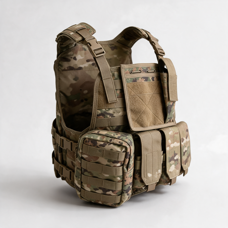 Battalion Recon Tactical MOLLE Vest in Multicam, side view