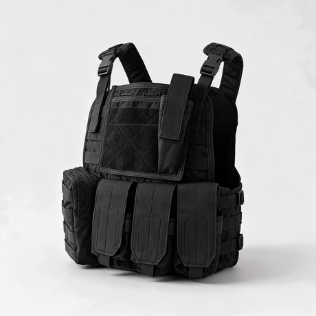 Battalion Recon Tactical MOLLE Vest in Black, side view