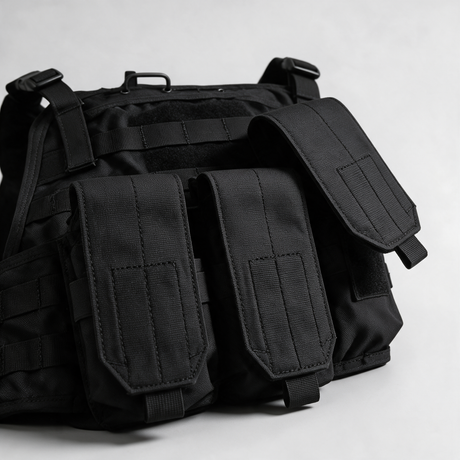 Removable magazine pouch and MOLLE strap detail, Black