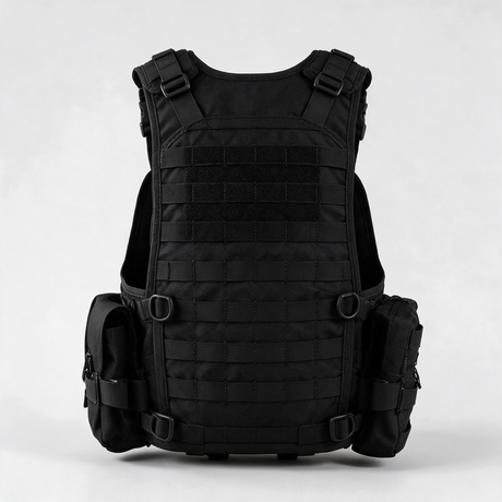 Battalion Recon Tactical MOLLE Vest in Black, back view