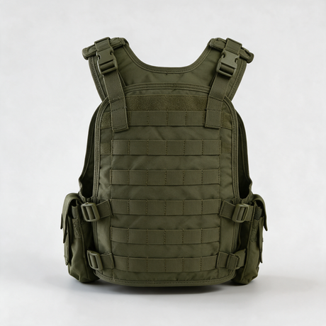 Battalion Recon Tactical MOLLE Vest in Olive Green, back view