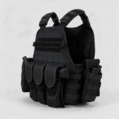 Battalion Hydration Tactical MOLLE Vest in Black, side view