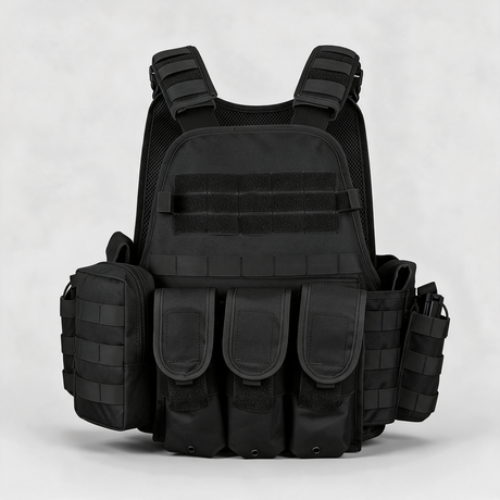 Battalion Hydration Tactical MOLLE Vest in Black, front view