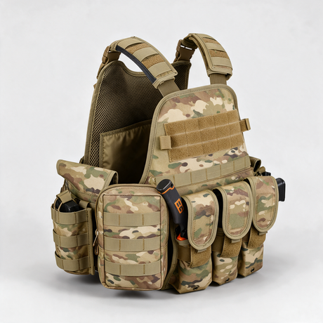 Battalion Hydration Tactical MOLLE Vest in Multicam, side view
