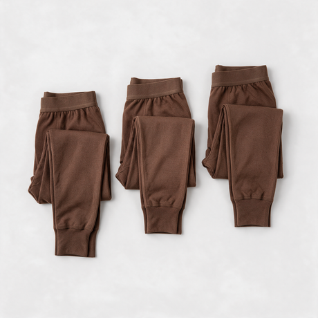 Three pairs of brown British Army thermal bottoms - pack of 3