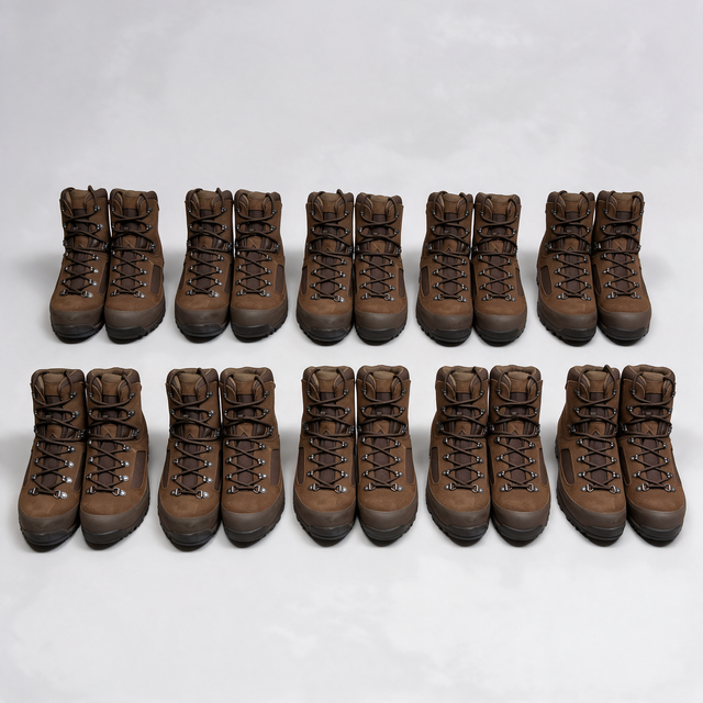 Ten pairs of Iturri brown suede desert British Army combat boots