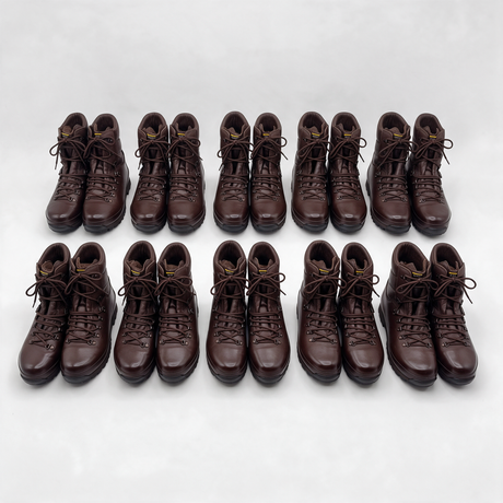 Ten pairs of Altberg Defender brown leather British Army combat boots