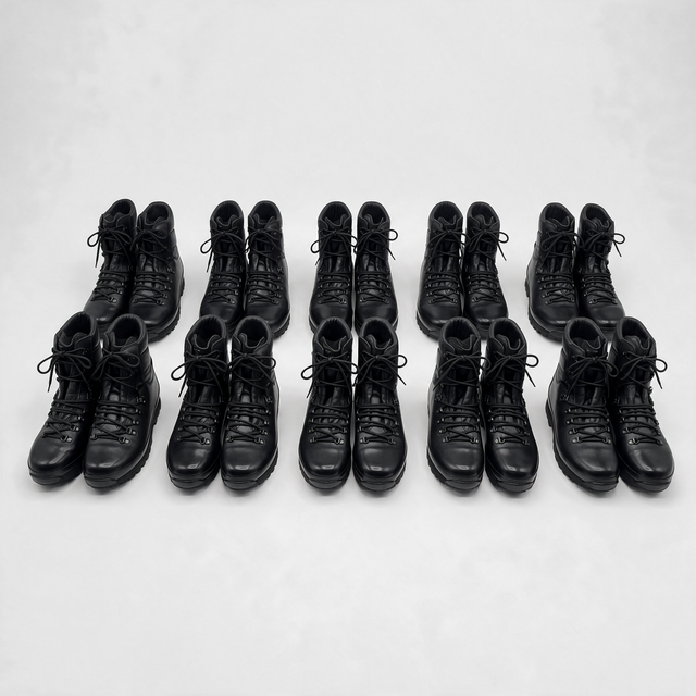 Ten pairs of Altberg Defender black leather British Army combat boots