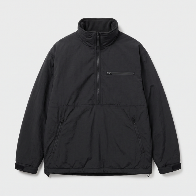 Battalion thermal softie pullover in Black – front view