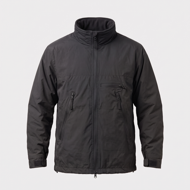 Battalion thermal softie smock full zip in Black – front view