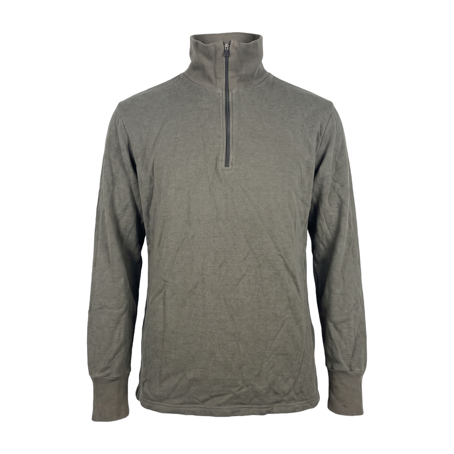 Dutch Army grey Norgie thermal pullover front view – quarter zip military surplus fleece