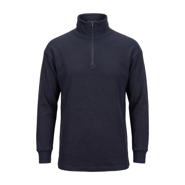 Dutch Army navy Norgie thermal pullover front view – quarter zip military surplus fleece