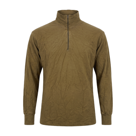 Dutch Army green Norgie thermal pullover front view – quarter zip military surplus fleece