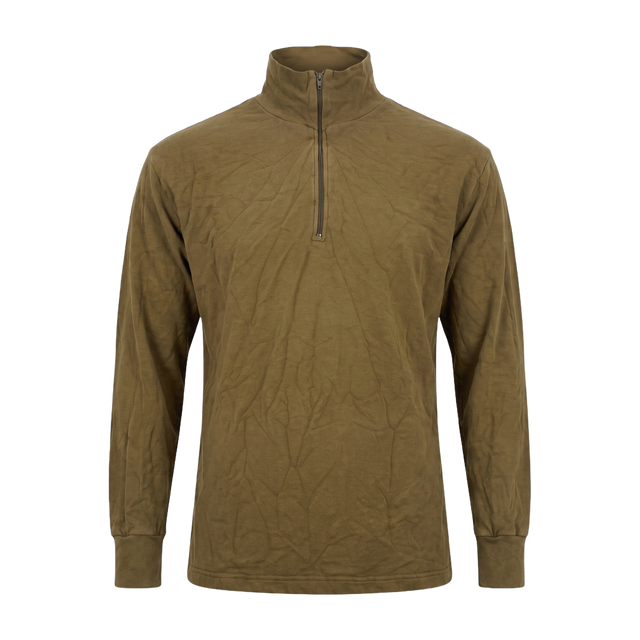 Dutch Army green Norgie thermal pullover front view – quarter zip military surplus fleece