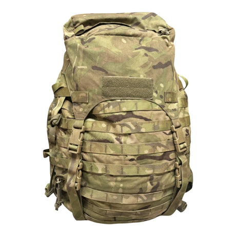 British Army MTP Virtus 90L Mk3 Bergen rucksack, genuine issue, front view