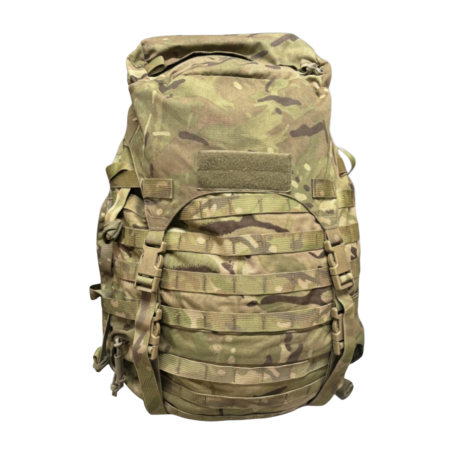 British Army MTP Virtus 90L Mk3 Bergen rucksack, genuine issue, front view