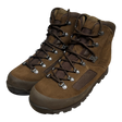 Iturri brown suede combat boots, front three-quarter angle showing padded collar and full lacing