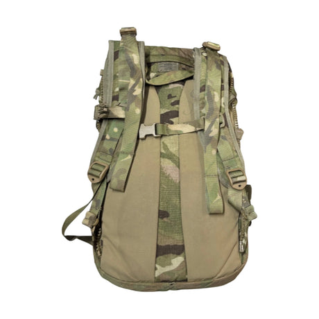 British Army Virtus MTP 17L Assault Pack, rear view showing padded shoulder straps and hydration pocket